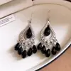 Pendientes de Gancho con Borla de Gota de Agua de Acrílico Europeos y Asiáticos Estilo Étnico Retro Pendientes Lujo Ligero Sensación de Gama Alta Diseño de Pendientes Sentido de Diseño Nicho
