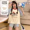 Pijama Nuevo de Verano para Mujer con Copas en el Pecho, Shorts de Manga Corta, Lindo Diseño de Perro Dóberman de Dibujos Animados, Estilo Delgado, Conjunto de Ropa de Casa para Niña