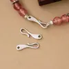 Fecho conector sólido de prata pura S925, fecho de prata liso branco envelhecido, fecho tipo bico de pato, pulseira DIY, colar, acessórios de joalheria