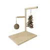 Juguete de Rueda de Amolar para Conejo con Soporte y Cuerda para Masticar, Bola de Hierba para Roer Chinchillas, Set de Cuerda Colgante de Pastel de Hierba de Madera de Manzano