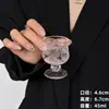 Restaurante de moda estilo Ins Vidrio con relieve de diamante retro Copa alta de champán de alto valor Taza para beber jugo
