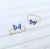 Anillo de Mariposa de Zirconia Color-Preservante Relleno de Oro de 14 Quilates Anillo Abierto de Circonio Colorido Lujo Accesible de Moda Anillo Simple