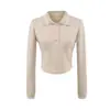 Sudadera de Moda Ajustada con Cuello Polo y Manga Larga para Mujer, Moda Versátil, Pantalones de Pierna Ancha de Tiro Alto Hasta el Suelo, Conjunto Casual