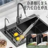 Acero Inoxidable 201 Recubrimiento de Cristal Cerámico Negro Fregadero de Cocina de un Solo Tazón Grande Fregadero de Cocina de un Solo Tazón Grande Fregadero de Acero Inoxidable de un Solo Tazón Grande