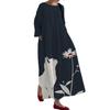 Outono 2025 Novo Moda Feminina Amazon Solto Gola Redonda Alto Padrão Impressão 3D Transfronteiriço Europeu e Americano Vestido