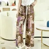 Pijamas de algodão e seda Pijamas femininos de verão finos de algodão e seda primavera e outono uso externo solto longo para casa ar condicionado novas calças de perna larga