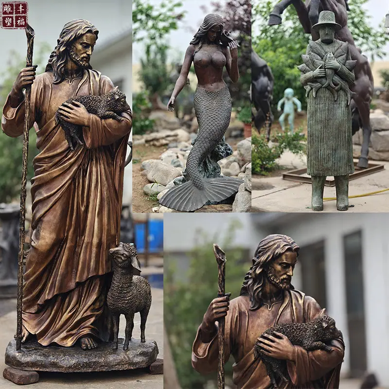 铜人物美人鱼雕塑