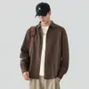 Camisa texturizada de padrão escuro retrô francesa de alta qualidade para homens, novo estilo casual versátil solto e moderno para primavera e outono de 2026