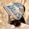 Sombrero de Sol Plegable para Mujeres de Mediana Edad y Mayores, Elegante Tela Floral, Protección Solar, Sombrero de Copa Abierta, Sombrero de Verano de Moda para Damas
