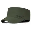 Nuevo Sombrero de Cuatro Estaciones para Hombre con Parches Bordados de Letras, Copa Plana, Sombrilla Casual para Exteriores, Hebilla Metálica, Gorra Militar Versátil