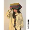 Camisa de alta calidad 2025 Primavera/Verano Nueva Llegada Estilo Universitario Retro Americano Corbata Color Sólido Versátil Para Vestir por Capas para Mujer Corte Holgado