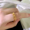 Anillo de Corazón de Amor con Diseño Estilo Coreano para Mujer, Anillo de Dedo de Temperamento de Nicho, Lujo Ligero, Joyería de Mano Chapada en Oro Real con Cobre Incrustado de Circonita