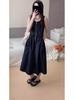 Chic Coreano Verano Retro Nicho Cintura con Cordón Aspecto Adelgazante Bolsillo Grande con Solapa Cremallera Chaleco de Trabajo Vestido para Mujer
