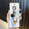Chaveiro Corrente de Celular Panda Peludo Chaveiro Panda com Contas Pingente Decoração de Mochila de Casal Pequeno Presente