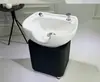 Pia de Lavatório Vertical para Salão de Beleza Barbearia Lavatório de Lavar Cabelo Sentado Bacia Vertical para Enxágue Bacia de Enxágue Spa Bacia de Cerâmica com