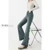 Jeans de Micro La Azul Vintage para Mujer Otoño Cintura Alta Elásticos Tallas Grandes Adelgazantes Chica Gordita Forma de Pera Herradura Pantalones Largos