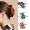 Qiyue Pinza Navideña de Acrílico Transfronteriza para el Cabello Femenina Dibujo Animado Papá Noel Hombre de Jengibre Pinza de Tiburón Navideño