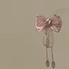 Estilo Novo Primavera e VerãoMenina de Rosto LeveGrampo de Cabelo com Franja e Laço Rosa com Design DoceGrampo Lateral para Mulheres