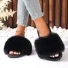 Chanclas peludas de comercio exterior para mujer, moda de verano casual, modernas, versátiles, planas, antideslizantes, para exteriores, pantuflas peludas para mujer