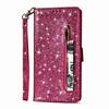 Funda protectora de lujo con cremallera y purpurina para Samsung S21U, funda de cuero con protección para tarjetas A42 A12 M51
