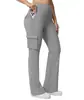 Pantalones Cargo de Yoga Elásticos de Cintura Alta para Mujer Estilo Europeo y Americano Casual para Exteriores Correr Fitness Levanta Glúteos Pantalones de Boca Ancha