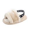 Sandalias para bebé de color liso, pelo largo, suela suave, venta al por mayor, zapatos de verano para niños pequeños 2229