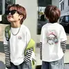 Camiseta de Manga Larga para Niños Algodón Puro Otoño Nuevo Estilo Guapo Capa Base Primavera y Otoño Niños Elegante Estilo Coreano Top Falso de Dos Piezas