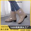 Botas de Chuva Femininas de Cano Médio e Meio-Cano com Solas Grossas, Sapatos de Borracha, Botas de Água, Botas de Chuva para Mulheres, Atacado, Forradas com Lã, Antiderrapantes