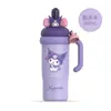 Termo de Paja Kuromi Sanrio para Niños, Taza de Agua Portátil con Popote para Niñas, Estudiantes de Primaria para Ir a la Escuela