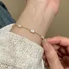 Luar Branco~Pulseira Cubo de Açúcar Pequeno de Madrepérola para Mulheres, Prata de Lei S925 Banhada a Ouro 18K, Fresca e Sofisticada, Joia Exquisita de Luxo Leve