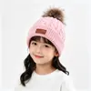 Suministro Especial Transfronterizo Nuevo Otoño e Invierno Gorro de Punto con Pompón para Niños Calidez para Exteriores Protección contra el Frío Borde Enrollado Gorro de Lana Gorro para el Frío