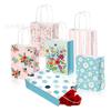 BD238 Comercio Exterior Flores de Primavera Rayas Hojas Verdes Pétalo Fiesta Regalo Dulces Regalo Bolsa de Papel Portátil