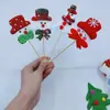 Palo de bambú de unos 15 cm Árbol de Navidad tridimensional Muñeco de nieve viejo Alce Oso Arreglo floral usado como ramo Mezclar y combinar