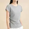 Camiseta de Verano de Color Sólido con Cuello Redondo y Corte Ajustado para Mujer, 230g, Camiseta Base, Camiseta Interior de Moda, Nuevo Estilo Ajustado de Color Sólido