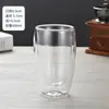 Copo de Vidro de Parede Dupla para Escritório com Alça Isolado para Fazer Chá Copo de Camada Dupla Caneca de Café Copo de Vidro Transparente Copo de Leite