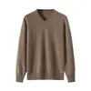 Suéter de Cachemir 100% Puro de Lujo de Gama Alta BaiCaiRong para Hombre, Suéter de Punto Pulóver con Cremallera y Cuello en V