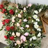 Cipó de flor artificial, guirlanda de rosas, decoração de interior para casamento, tiras de flor de peônia enroladas em tubo, teto de flor artificial, cipó de flor falso