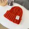 Nuevo sombrero de lana con giro de etiqueta para estudiantes mujeres, que reduce la edad, a juego, sombrero de punto de lana grueso, verde lechoso fresco