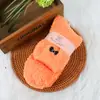 Calcetines de terciopelo de coral de color liso para Otoño e Invierno con lazo bordado, calcetines de medio terciopelo, calcetines gruesos cálidos para el hogar, calcetines para dormir en el suelo