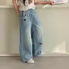 Pantalones de Niña Primavera 2026 Nuevos Elegantes Casual Rectos de Pierna Ancha Pantalones Largos de Mezclilla de Primavera Infantiles Modernos