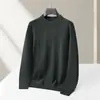Suéter Masculino de Lã Outono Inverno 100% Lã Espessura Média Trançado Gola Redonda Jovem e Meia-Idade Casual Camada Base de Lã Pura Tricô