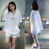 Algodão Imitado Escama de Peixe 200g Conjunto Plus Size Feminino Verão Novo Casual Esportivo Solto Manga Curta Shorts Conjunto de Duas Peças