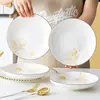 Conjunto de 4/10 peças de pratos, pratos rasos, pratos de jantar de cerâmica para casa, pratos fundos japoneses de alto valor, conjunto de louças criativo individual