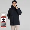 Chaqueta de Plumas de Grafeno para Hombre Invierno 2026, Longitud Media, con Capucha, 90% Plumón de Pato Blanco, Impermeable, Resistente al Frío, Abrigo para Viajero de Mediana Edad