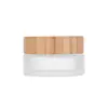 Tarro de crema de vidrio con veta de madera esmerilada y tapa, tarro sellado para crema de ojos, tarro para crema facial, tarro cosmético, recipiente para crema para reempaquetar, disponible para venta al por mayor