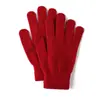 Luvas de Tricô com Estampa para Outono e Inverno, Estilo Adulto, Cor Sólida, Acrílico Quente, Lã Elástica de Dedo Inteiro, À Prova de Frio, Fluorescente