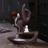 Queimador de incenso de refluxo original roxo de areia transfronteiriço Lótus bergamota não-fase porcelana branca flor feita à mão Zen queimador de incenso de refluxo