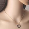 Aço Inoxidável Zircônia Cerâmica Espacial Círculo Pingente Redondo Aço Titânio Ouro Ajustável Colar Feminino Corrente Clavicular