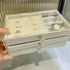 Caja de Almacenamiento de Joyería Popular de Tres Capas Transfronteriza Caja de Almacenamiento de Pendientes Caja de Joyería Tipo Cajón a Prueba de Polvo