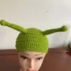 Chapéu Verde de Tricô Monstro, Gorro Original Feito à Mão Novo Quente Tendência Estilo Influenciador, Personalizado e Fashion